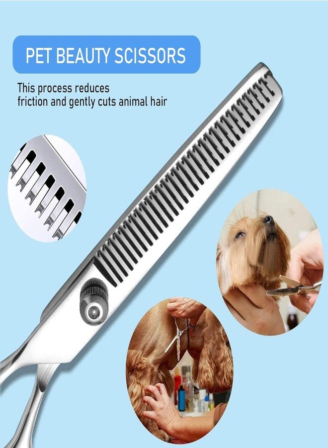 سكويشي مقص تزيين الكلاب، مقص قص شعر الكلاب، مقص أسنان بغطاء وحلقة زرقاء، قطعة واحدة للكلاب والقطط، مثالي لتزيين الحيوانات الأليفة في المنزل أو الصالون - Image 2